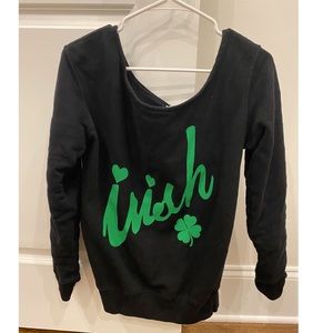 Black/Green Boatneck Irish Sweatshirt